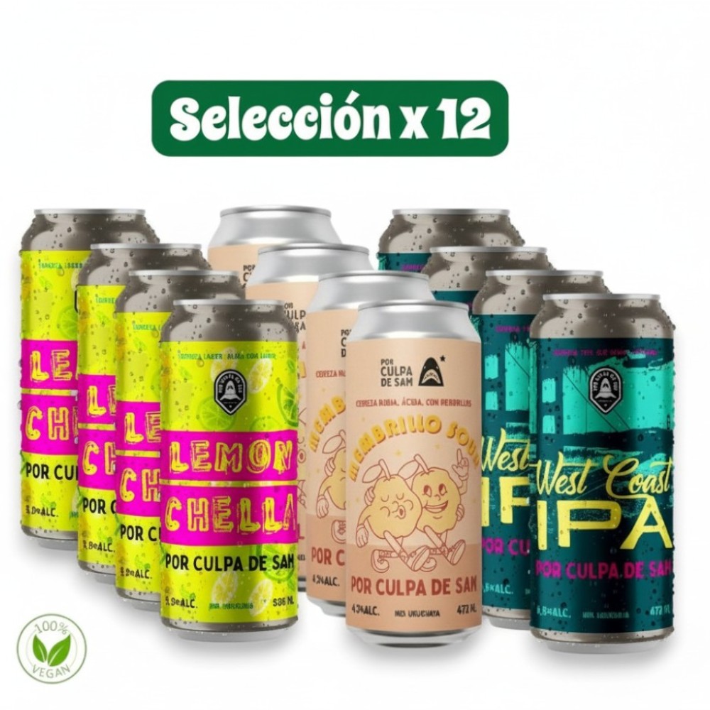 CERVEZA ARTESANAL SELECCION POR CULPA DE SAM 12 LATAS